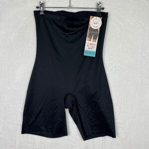 Assets by Spanx High-Waisted Mid-Thigh Shaping Short Women's XL Very Black NWT‎